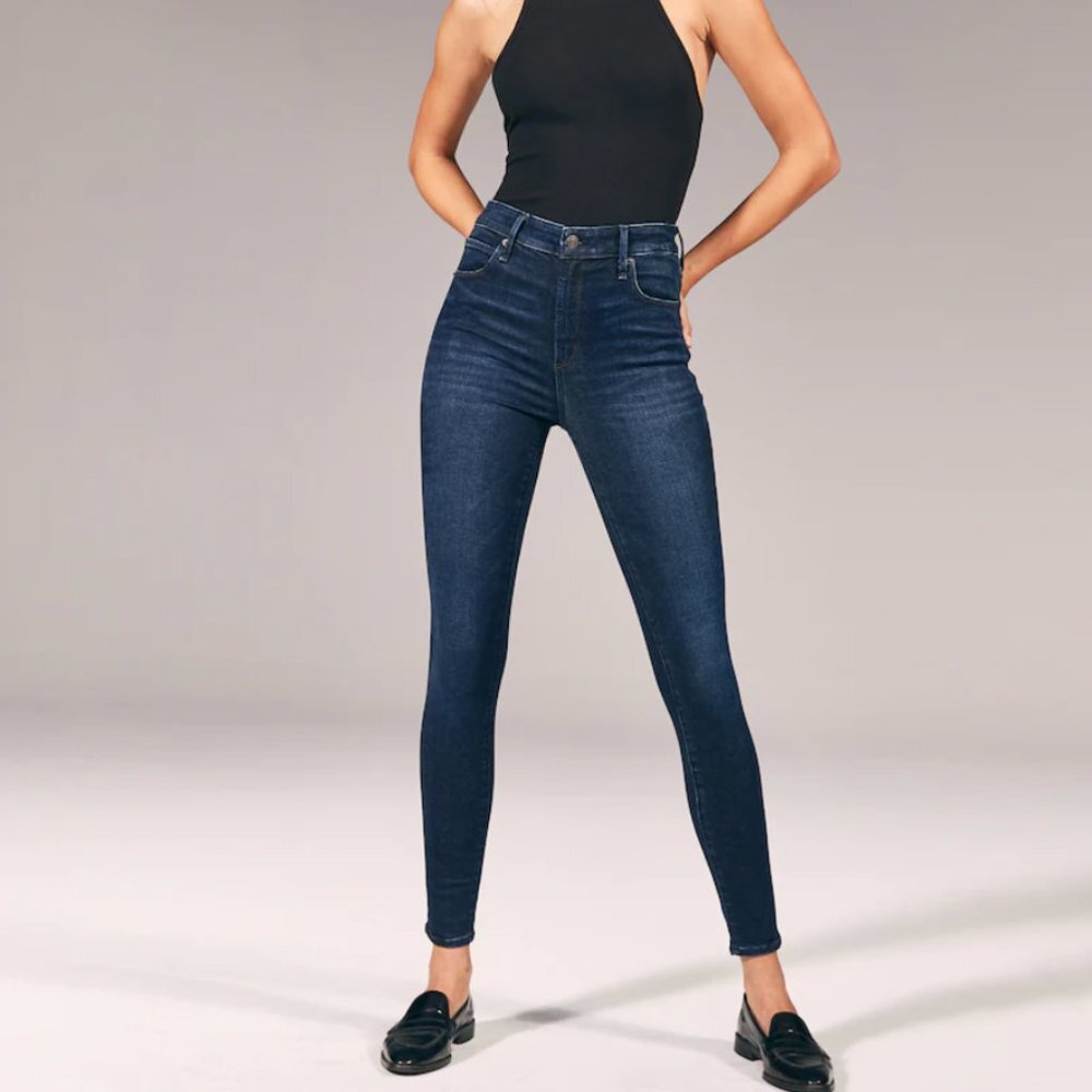 Abercrombie & Fitch Super Skinny High Rise Jeans in Dark Wash